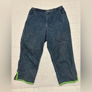 THE QUACKER FACTORY High Rise Boy Friend Capri Jeans Detailed Leg Vtg Y2K Large